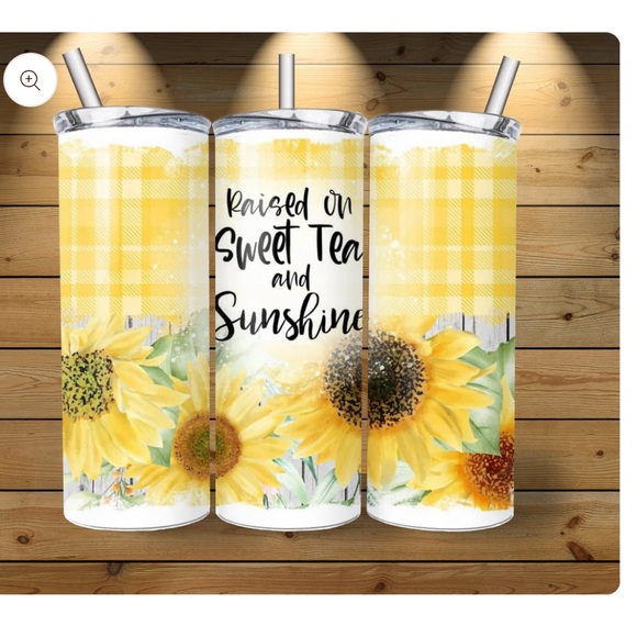 cre8tivemomsdesign Accessories - Sunflower Tumbler with Straw - Yellow and White NWB